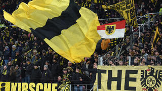 Die Auswärtsfans von Borussia Dortmund in Mainz.