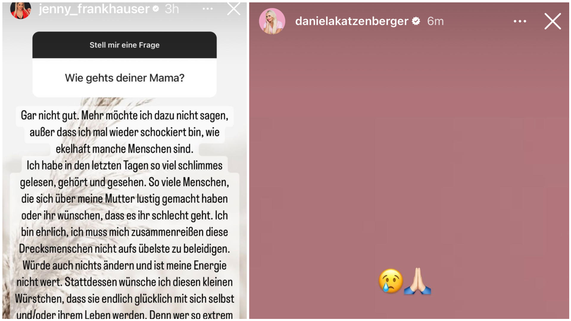 Jenny Frankhauser und Daniela Katzenberger auf Instagram