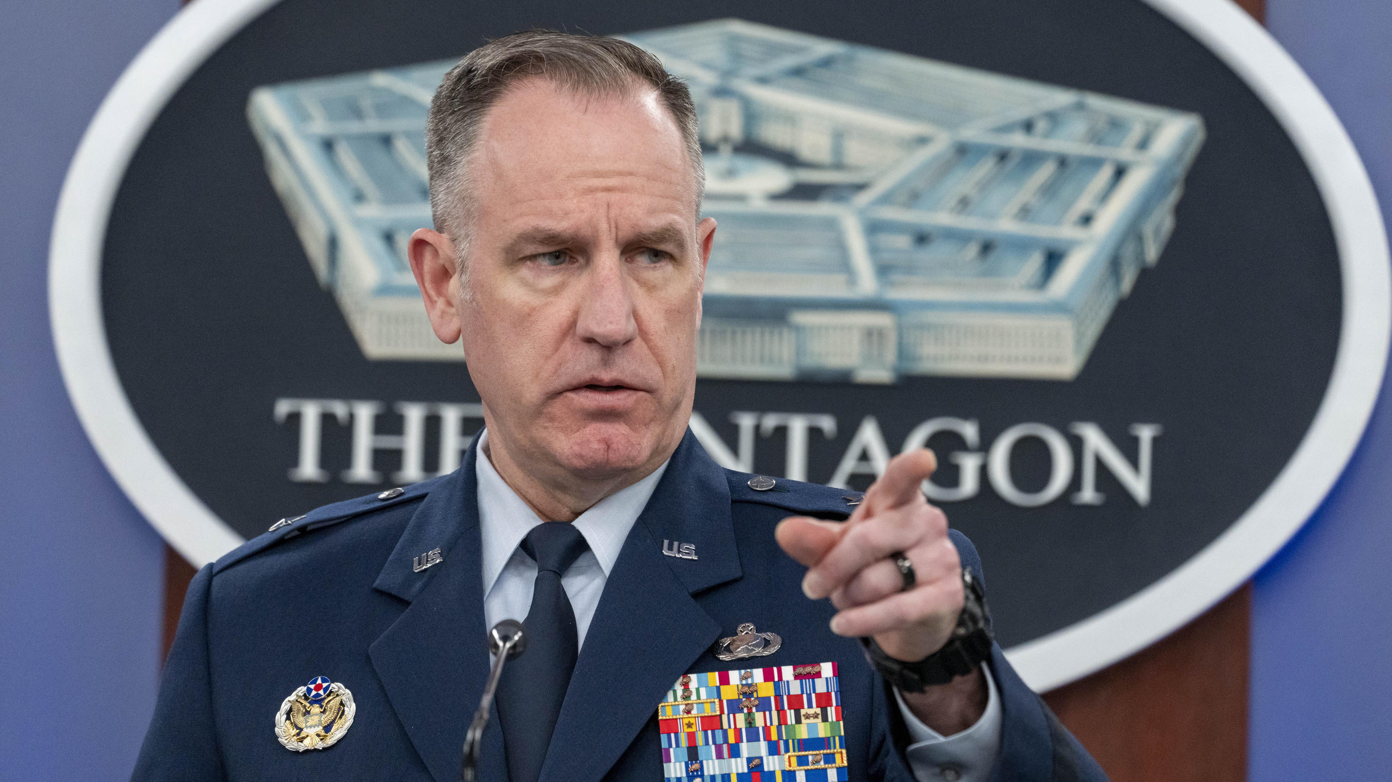 Pentagon spokesman U.S. Air Force Brig. Gen. Patrick Ryder speaks during a media briefing at the Pentagon, Tuesday, Jan. 24, 2023, in Washington. (AP Photo/Alex Brandon)