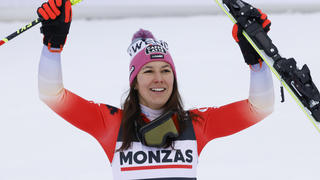 SPINDLERUV MLYN, CZECH REPUBLIC - JANUARY 28: Wendy Holdener of Team Switzerland takes 3rd place during the Audi FIS Alpine Ski World Cup Women's  Slalom on January 28, 2023 in Spindleruv Mlyn, Czech Republic. (Photo by Christophe Pallot/Agence Zoom/Getty Images)