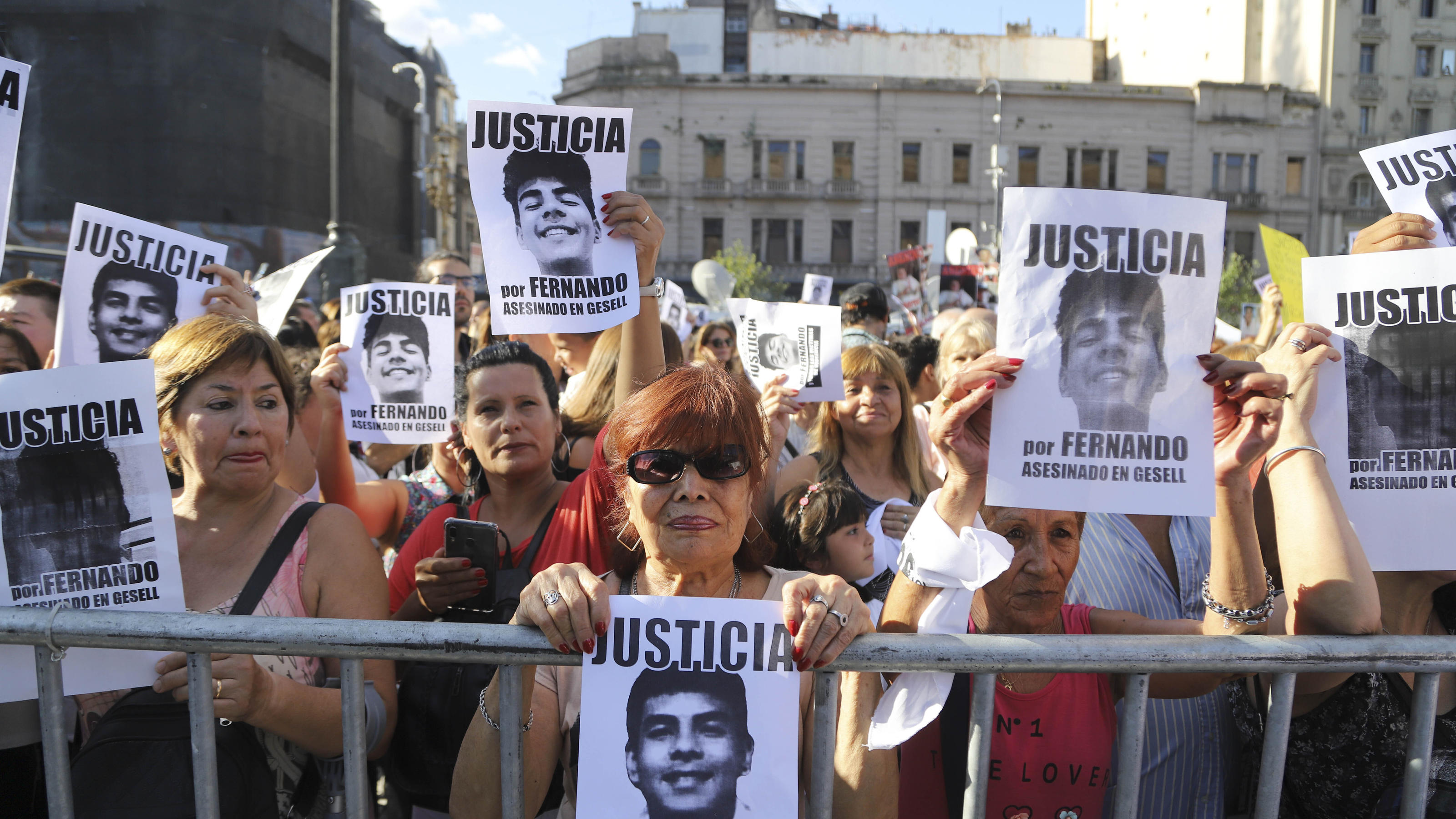 BUENOS AIRES, ARGENTINA - FEBRUARY 19: Thousands of people gather in front of the Congress to demand justice after a month of the murder of Fernando Baez Sosa, killed by a group of rugby players, in Buenos Aires, Argentina, on February 19, 2020. Mari