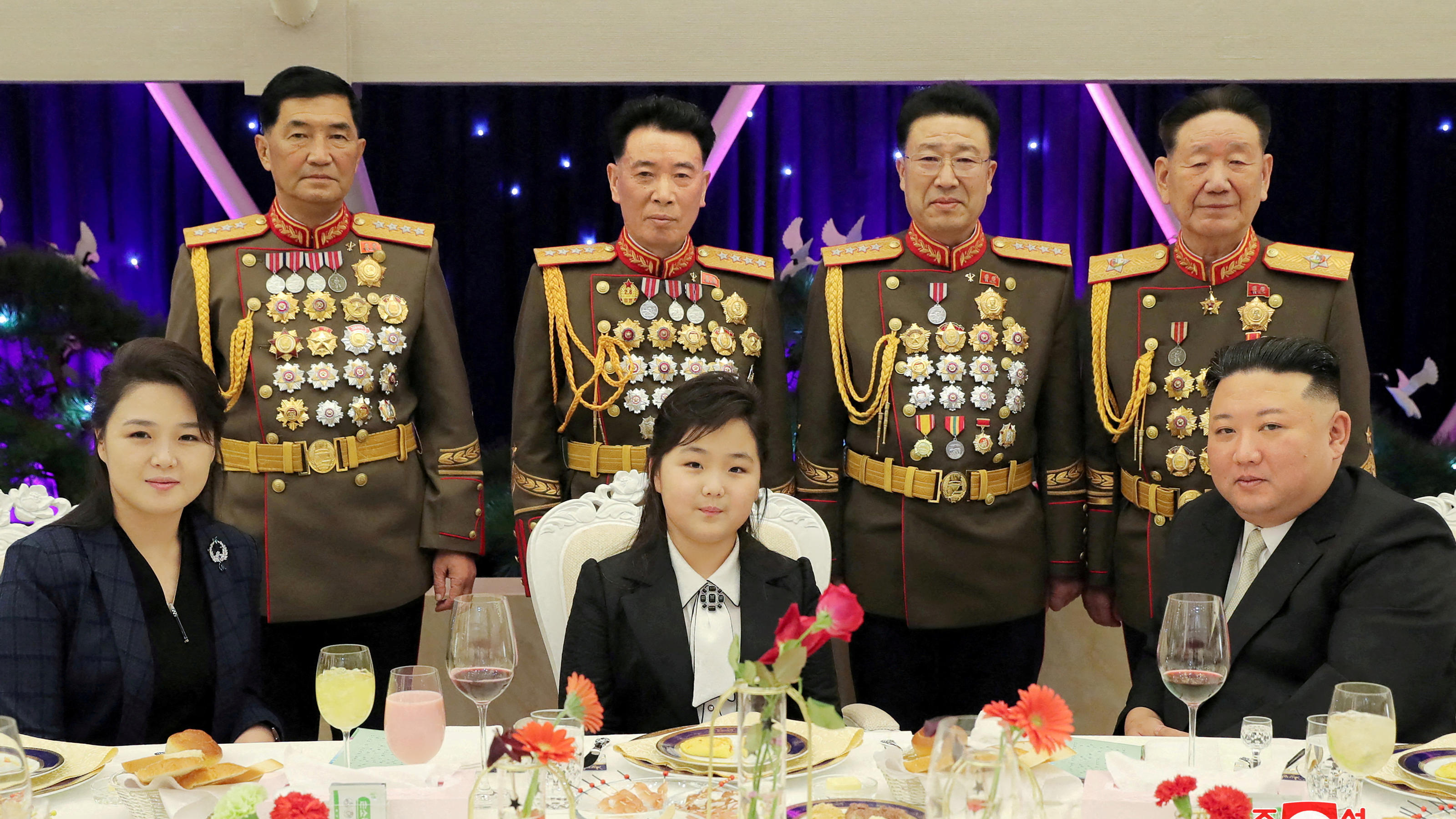Kim Jong Un mit seiner Frau und seiner Tochter 
