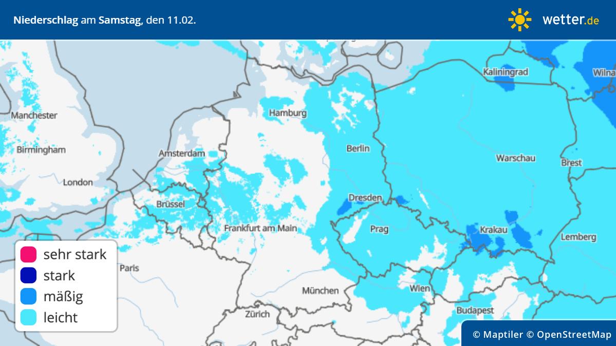 Niederschlag am Samstag, 11. Februar in Deutschland