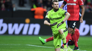 FuÃŸball Europa League K.-o.-Runde-Play-off Bayer 04 Leverkusen - AS Monaco am 16.02.2023 in der BayArena in Leverkusen Lukas Hradecky  Leverkusen  enttÃ¤uscht *** Soccer Europa League knockout round play off Bayer 04 Leverkusen AS Monaco on 16 02 2023 at the BayArena in Leverkusen Lukas Hradecky Leverkusen disappointed xHDx