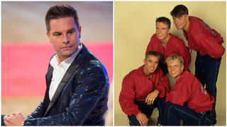 Collage aus 2 Bildern: das linke Bild zeigt Eloy de Jong beim Finale von Promi Big Brother 2017, das rechte Bild zeigt die Boygroup Caught in the Act