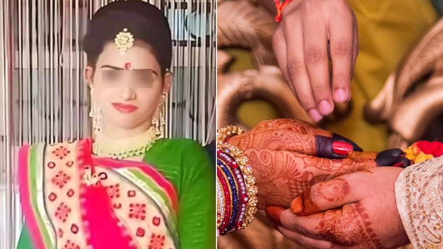 Die junge verstorbene Braut aus Indien in festlicher Kleidung