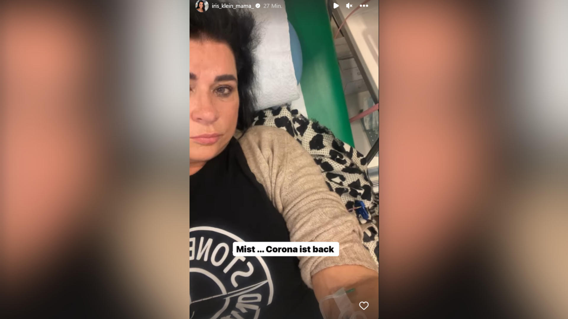 Iris Klein hat Corona und hängt am Tropf. Quelle: instagram/iris_klein_mama_