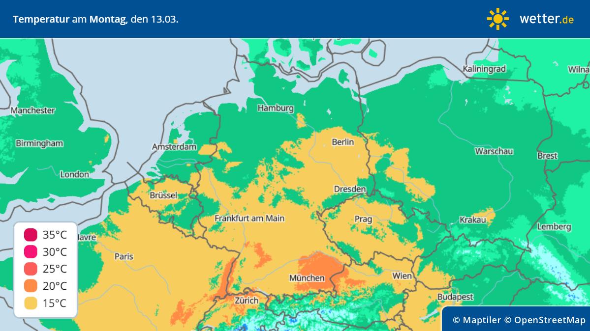 Frühlings-Temperaturen in Deutschland