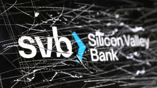 Destroyed SVB (Silicon Valley Bank) logo is seen in this illustration taken March 13, 2023. REUTERS/Dado Ruvic/Illustration