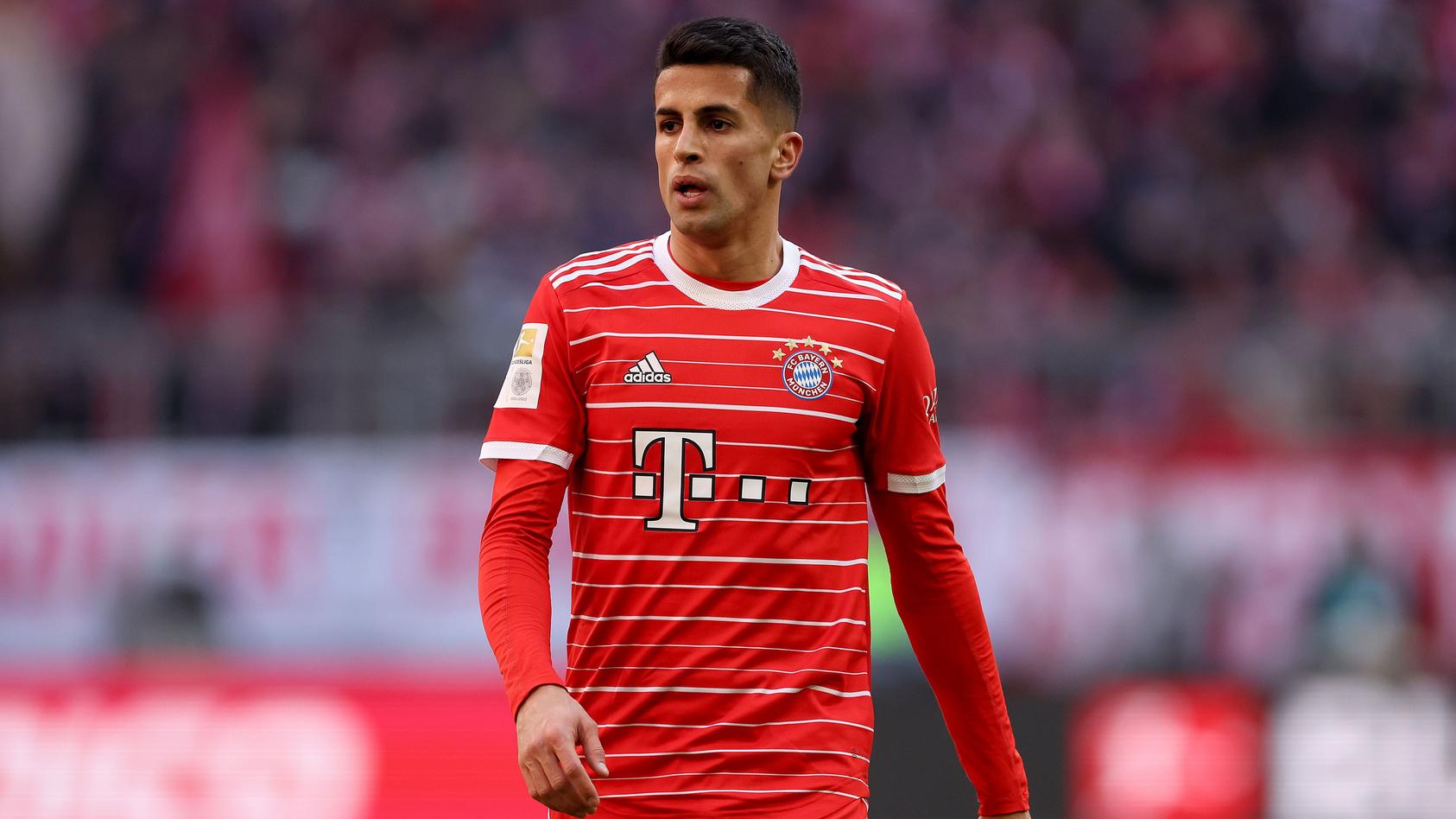MUNICH, GERMANY - MARCH 11: Joao Cancelo of FC Bayern MÃ¼nchen looks on during the Bundesliga match between FC Bayern MÃ¼nchen and FC Augsburg at Allianz Arena on March 11, 2023 in Munich, Germany. (Photo by Alexander Hassenstein/Getty Images)