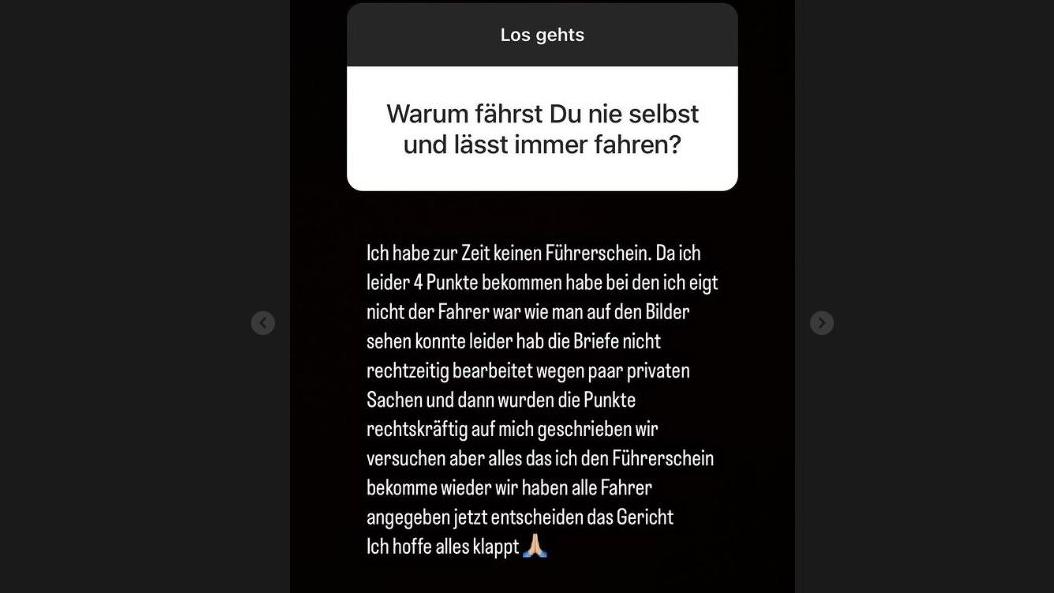 Pietro Lombardis Post auf Instagram