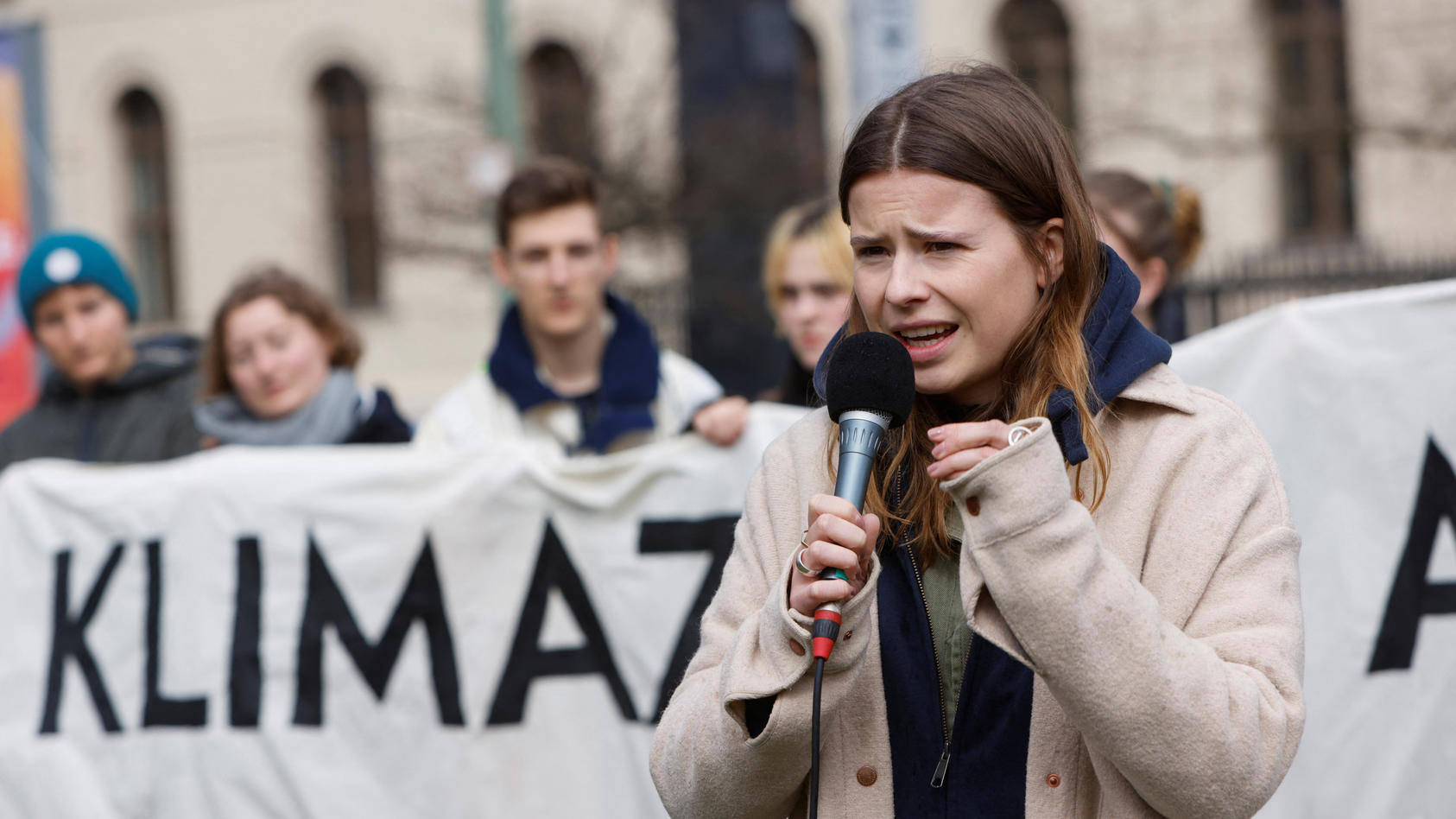 Environment activist Luisa Neubauer speaks during a rally of Friday for Future against the climate policy of the government, in Berlin, Germany, March 31, 2023. REUTERS/Michele Tantussi
