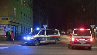 Polizeiautos bei einem Einsatz in Wien (Österreich).