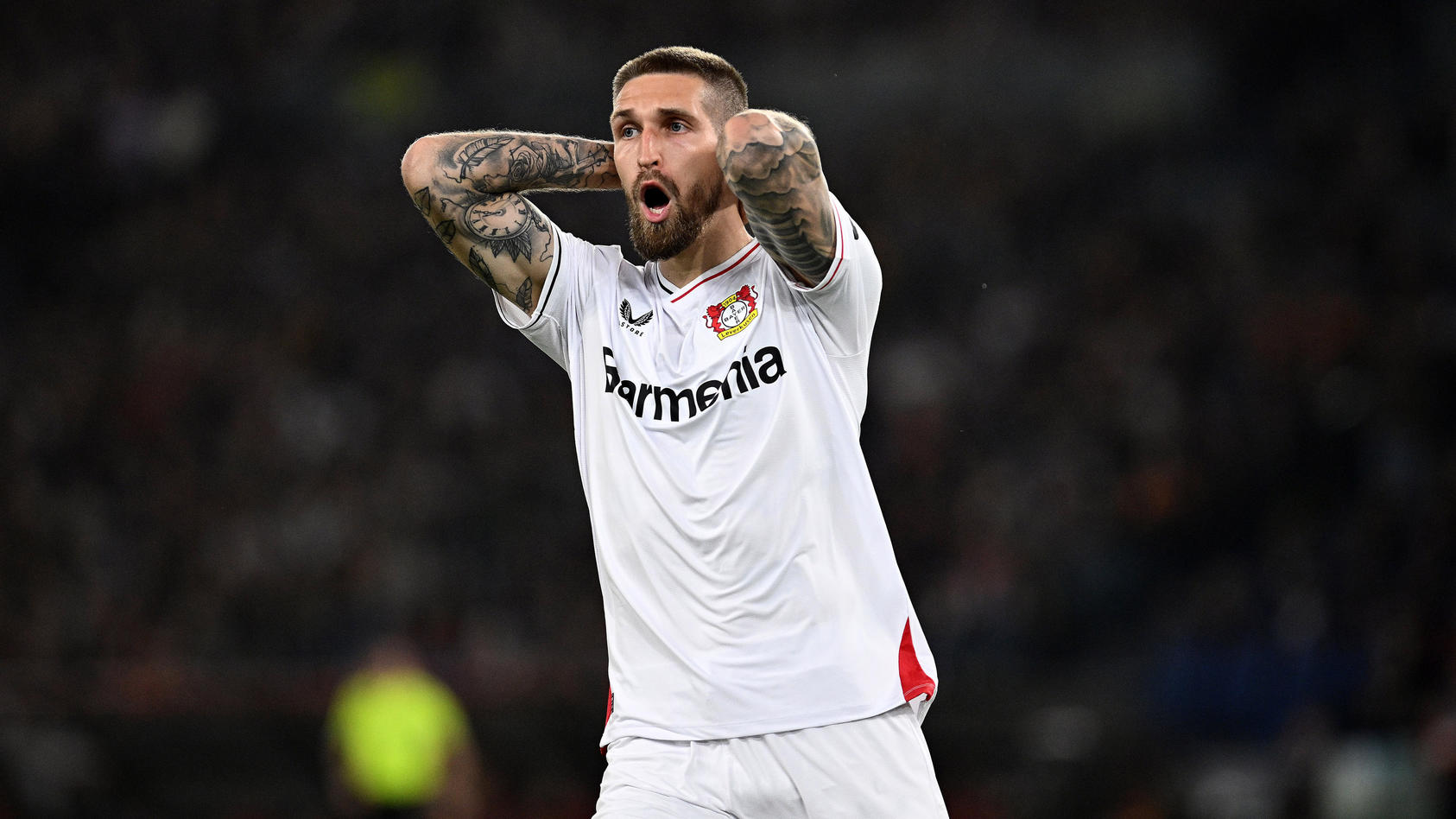 Robert Andrich von Bayer Leverkusen während des UEFA Europa League-Spiels zwischen AS Roma und Bayer Leverkusen im Stadio Olimpico am 11. Mai 2023 in Rom, Italien. / Aktion drücken
