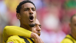 Sebastien Haller, BVB 9 celebrates his goal, happy, laugh, celebration, 0-1 in the matchFC AUGSBURG - BORUSSIA DORTMUND 0-31.German Football League on May 21, 2023 in Augsburg, Germany. Season 2022/2023, matchday 33, 1.Bundesliga, 33.Spieltag, BVB, FCAPhotographer: Peter Schatz - DFL REGULATIONS PROHIBIT ANY USE OF PHOTOGRAPHS as IMAGE SEQUENCES and/or QUASI-VIDEO -  / action press