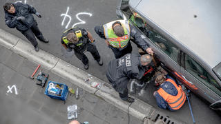 May 23, 2023, Berlin, Germany: On May 23, 2023, the climate activists group ''Letzte Generation'' (Last Generation) blocked the A100 freeway. They adhered themselves to rental cars and a rental van using glue. They also attached themselves to the tir
