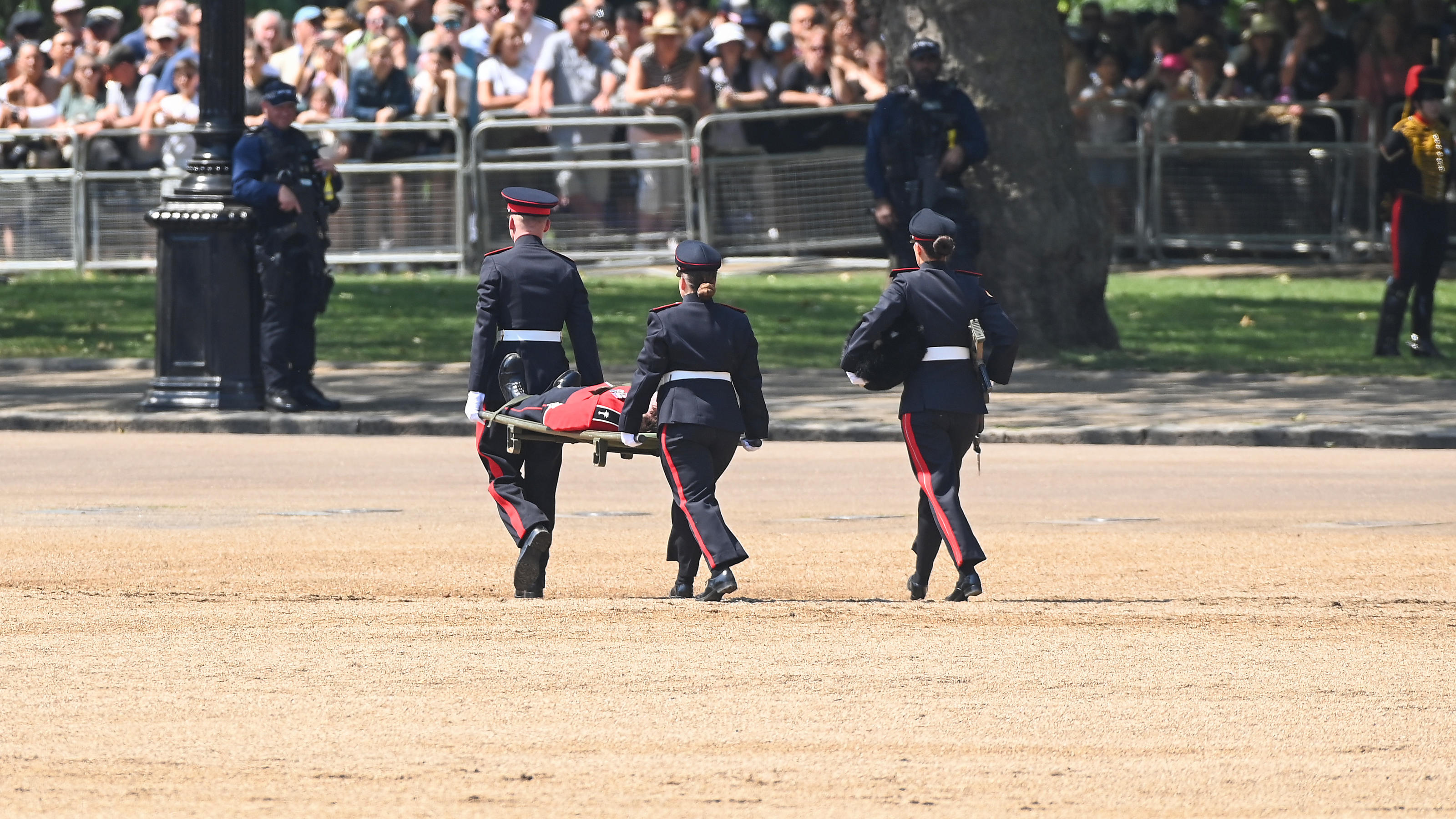 Military parade of Prince William Faded soldiers in the heat