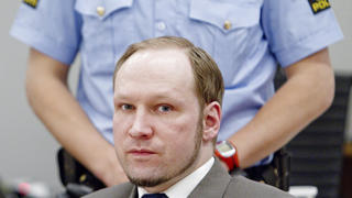 FILE - epa03251450 Defendant Anders Behring Breivik is seen at the courtroom of the District Court in Oslo, Norway, 06 June 2012. The 33-year-old Breivik has admitted to carried out the bomb attack in Oslo and the shooting on the island of Utoya in which 77 people were killed on 22 July 2011, but pleaded not guilty. EPA/Stian Lysberg Solum / POOL NORWAY OUT (zum dpa-Themenpaket Breivik-Urteil vom 19.08.2012)  +++(c) dpa - Bildfunk+++