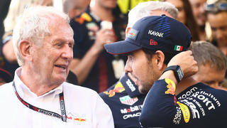 Helmut Marko (l.) mit Sergio Perez