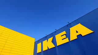 The IKEA logo is seen outside an IKEA furniture store in Brussels, Belgium June 13, 2023.  REUTERS/Yves Herman