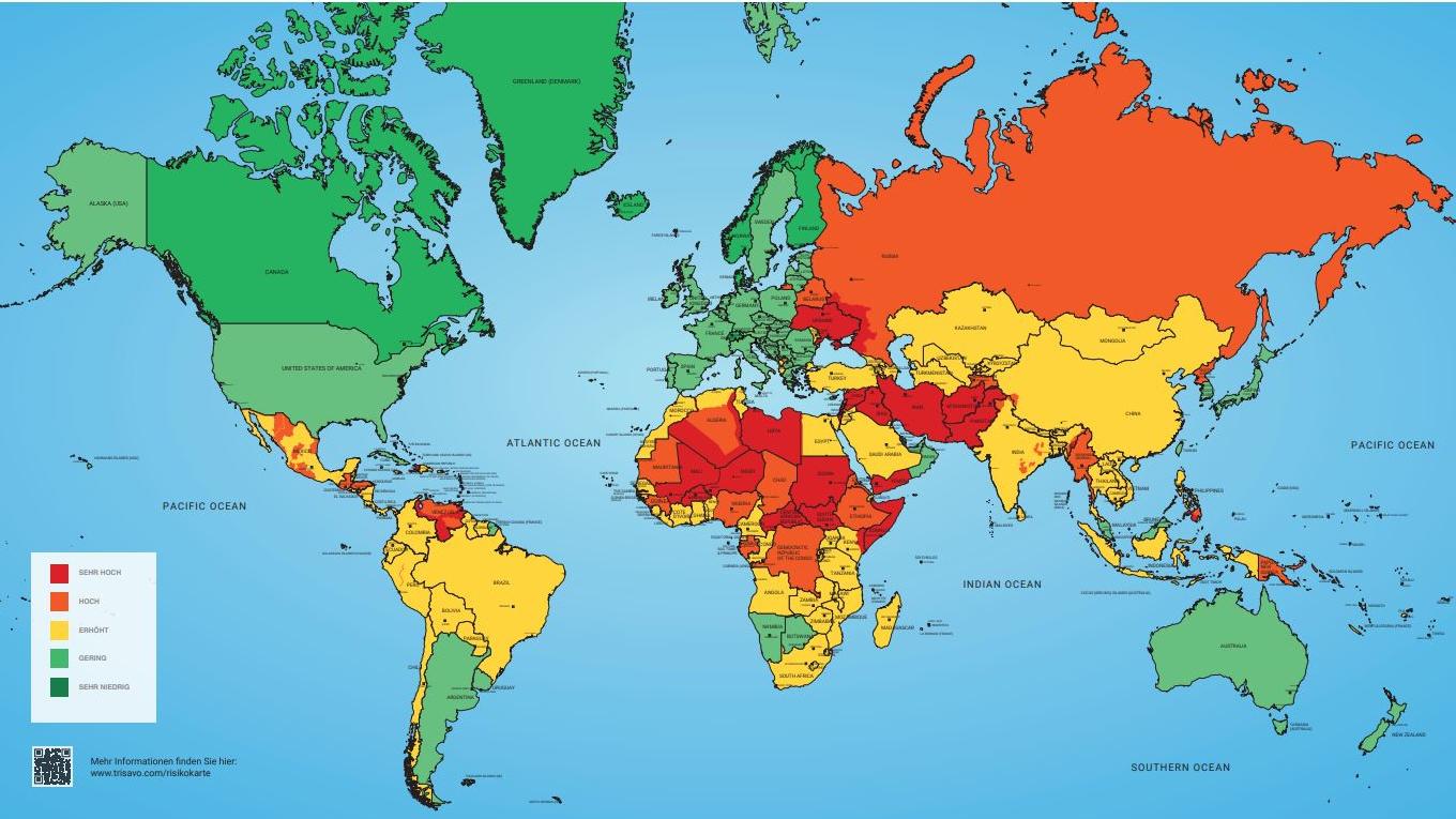 Risk Map 2024 Diese Karte zeigt, wo ihr in diesem Jahr NICHT hinreisen