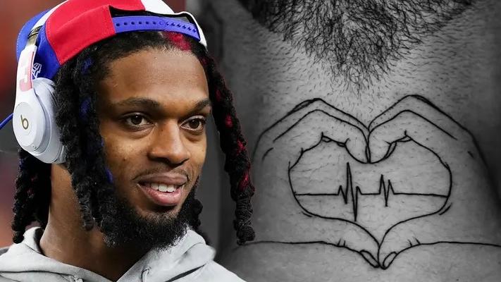 NFL-Buffalo-Bills-Damar-Hamlin-mit-emotionalem-Tattoo-Jahrestag-des-Herzstillstands