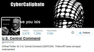 A computer screenshot shows the U.S. Central Command Twitter feed after it was apparently hacked by people claiming to be Islamic State sympathizers January 12, 2015. The hackers published apparent intelligence material and what they said were names and addresses of military personnel.   REUTERS/Staff (UNITED STATES - Tags: MILITARY CRIME LAW POLITICS)