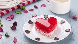 Sweet Valentine's cake - blue woodboard