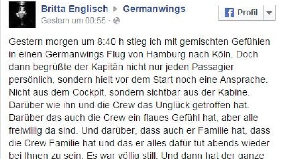 Nach Flugzeugunglück: Passagierin bedankt sich bei Germanwings-Piloten