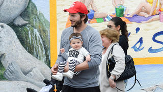 EXCLUSIVE: ** PREMIUM RATES APPLY** Mila and Ashton take baby Wyatt to enjoy the seaside town of Carpenteria with Mila's parents.  Ashton Kutcher is wearing a Roots of Fight Muhammad Ali sweatshirt<P>Pictured: Ashton Kutcher, Wyatt Kutcher<B>Ref: SPL1016800  180515   EXCLUSIVE</B><BR/>Picture by:  Splash News<BR/></P><P><B>Splash News and Pictures</B><BR/>Los Angeles:310-821-2666<BR/>New York:212-619-2666<BR/>London:870-934-2666<BR/>photodesk@splashnews.com<BR/></P>