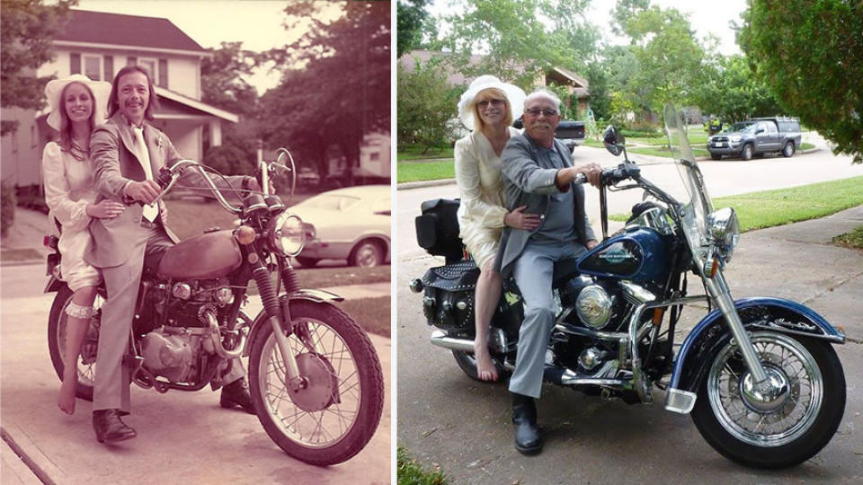 Zum 40. Jahrestag stellt dieses Paar seine Hochzeitsfotos nach