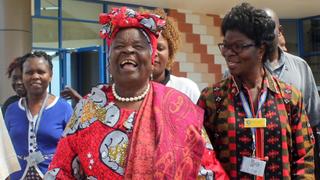 Sarah Hussein Obama, grandmother to U.S. President Barack Obama, is escorted at Kisumu International Airport in the western city of Kisumu, July 24, 2015, as she travels to Nairobi to meet her grandson. Obama departed for Kenya on Thursday, his first trip to his father's homeland as U.S. president, kicking off a swing through Africa that will also include a stop in Ethiopia. REUTERS/Moses Eshiwani