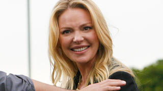 UK CLIENTS MUST CREDIT: AKM-GSI ONLY<BR/>A happy Katherine Heigl paid a visit to TV host Mario Lopez this afternoon on the set of 'Extra', wearing a black blazer over a white blouse, dark skinny jeans and animal print designer heels.<P>Pictured: Katherine Heigl<B>Ref: SPL938270  280115  </B><BR/>Picture by: AKM-GSI / Splash News<BR/></P><P>