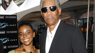 Morgan Freeman und seine Stiefenkelin E'Dena Hines auf der Premiere von "The Dark Knight" im Juli 2008