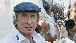 MONZA, ITALY - SEPTEMBER 04:  Sir Jackie Stewart poses for photographs with his winners trophy from the 1965 Italian Grand Prix at Monza prior to the Italian Grand Prix at the Autodromo Nationale di Monza circuit on September 4, 2005 in Monza, Italy.