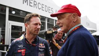 Autodromo Hermanos Rodriguez, Mexico City, Mexico. Friday 30 October 2015. Christian Horner, Team Principal, Red Bull Racing and Niki Lauda, Non-Executive Chairman, Mercedes AMG. World _L4R0010 PUBLICATIONxINxGERxSUIxAUTxHUNxONLYAutodromo Hermanos Rodriguez Mexico City Mexico Friday 30 October 2015 Christian Horner team Principal Red Bull Racing and Niki Lauda Non Executive Chairman Mercedes AMG World  PUBLICATIONxINxGERxSUIxAUTxHUNxONLY