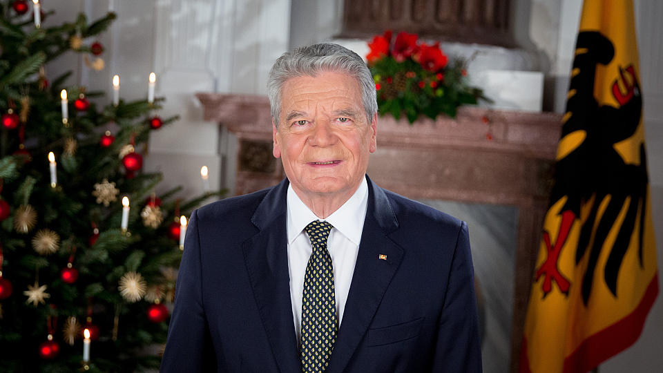 Bundespräsident Joachim Gauck bei seiner Weihnachtsansprache in Schloss Bellevue.