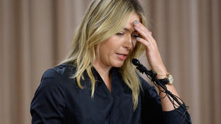 LOS ANGELES, CA - MARCH 07:  Tennis player Maria Sharapova addresses the media regarding a failed drug test at The LA Hotel Downtown on March 7, 2016 in Los Angeles, California. Sharapova, a five-time major champion, is currently the 7th ranked player on the WTA tour. Sharapova, withdrew from this week’'s BNP Paribas Open at Indian Wells due to injury.  (Photo by Kevork Djansezian/Getty Images)