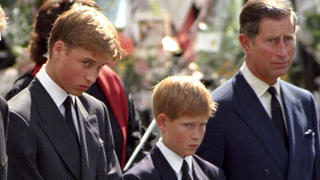Royal engagement.File photo dated 06/09/97 of (left to right) The Earl Spencer, Prince William, Prince Harry and The Prince of Wales, waiting as the hearse carrying the coffin of Diana, Princess of Wales prepares to leave Westminster Abbey, following her funeral service. Issue date: Thursday November 18, 2010. Westminster Abbey emerged today as the firm favourite to be the venue of Prince William's wedding after being visited by his bride-to-be, Kate Middleton. The 28-year-old paid a brief visit last night to the Abbey, which has hosted the weddings of the Queen and Queen Mother and was where the funeral of William's mother, Diana, Princess of Wales, was held. See PA story ROYAL Wedding. Photo credit should read: Fiona Hanson/PA Wire URN:9798368