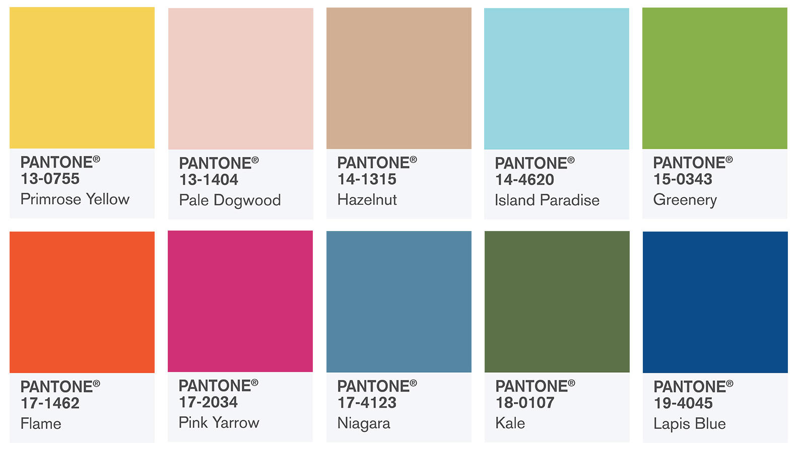 Pantone Farben 17 Island Paradise Pale Dogwood Flame Und Co