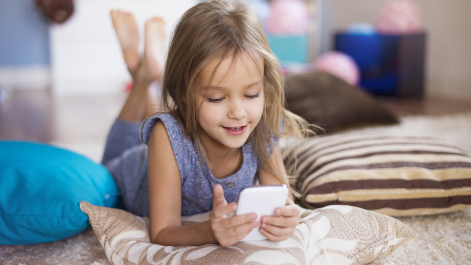 Girl affectionated by a smart phone