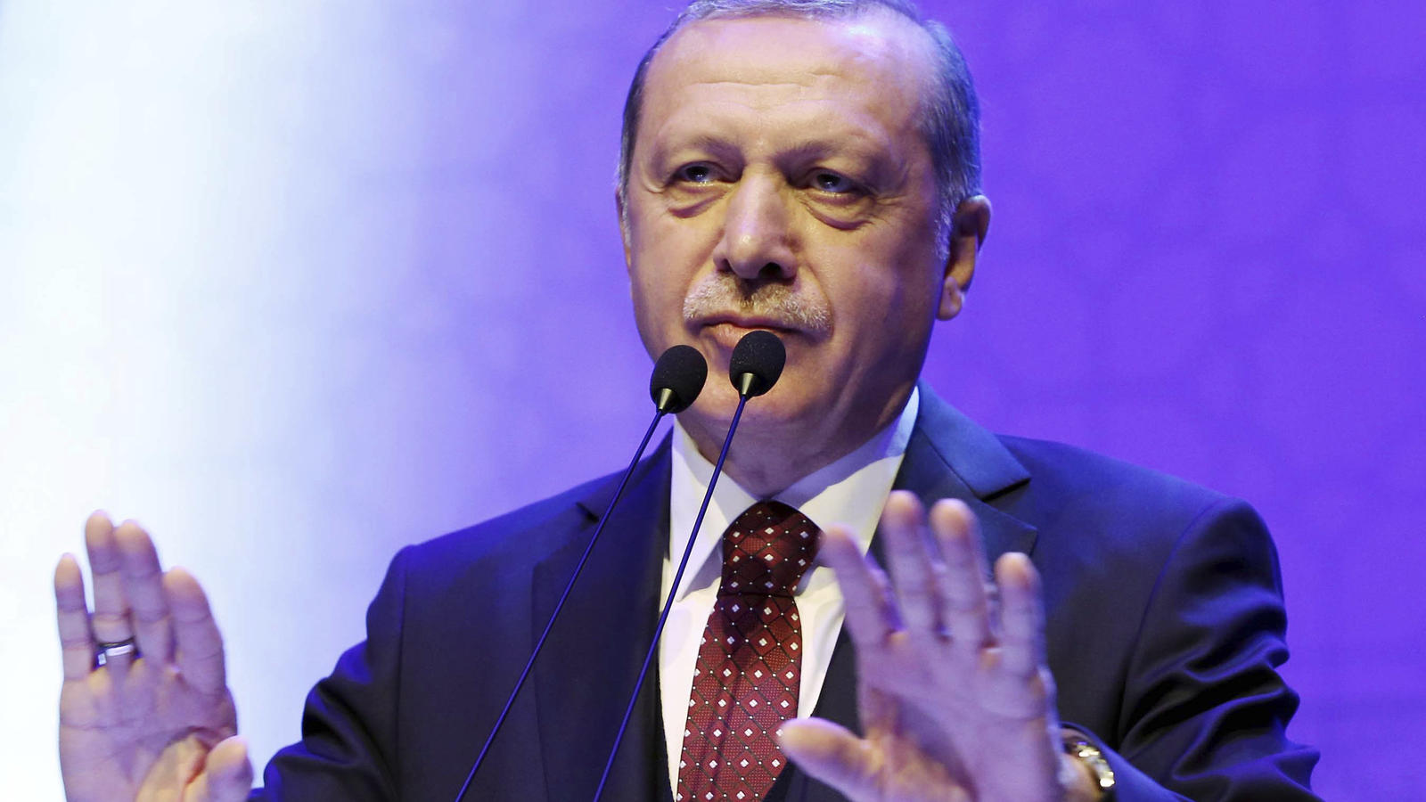 Der türkische Präsident Recep Tayyip Erdogan spricht am 19.03.2017 in Istanbul (Türkei) bei einer Veranstaltung seiner Unterstützer. Foto: Yasin Bulbul/Pool Presidential Press Service/AP/dpa +++(c) dpa - Bildfunk+++