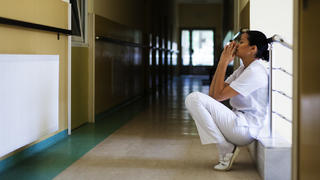 female doctor in deep depression