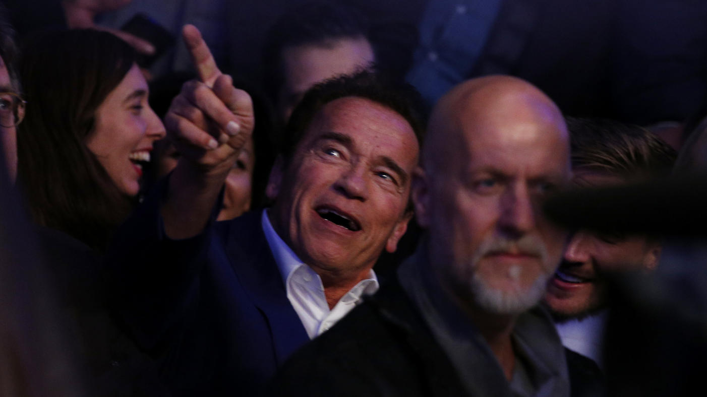 Der Ex-Terminator Arnold Schwarzenegger hatte während des Kampfes seinen Spaß