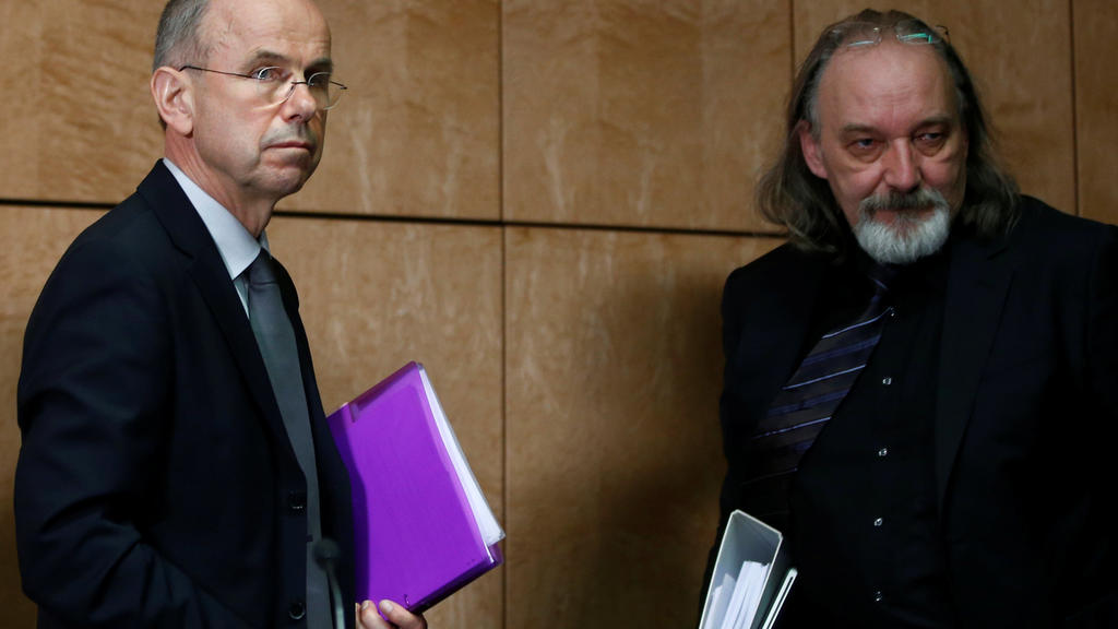 Tim van Beveren und Guenter Lubitz leave news conference in Berlin, Germany, March 24, 2017. REUTERS/Fabrizio Bensch