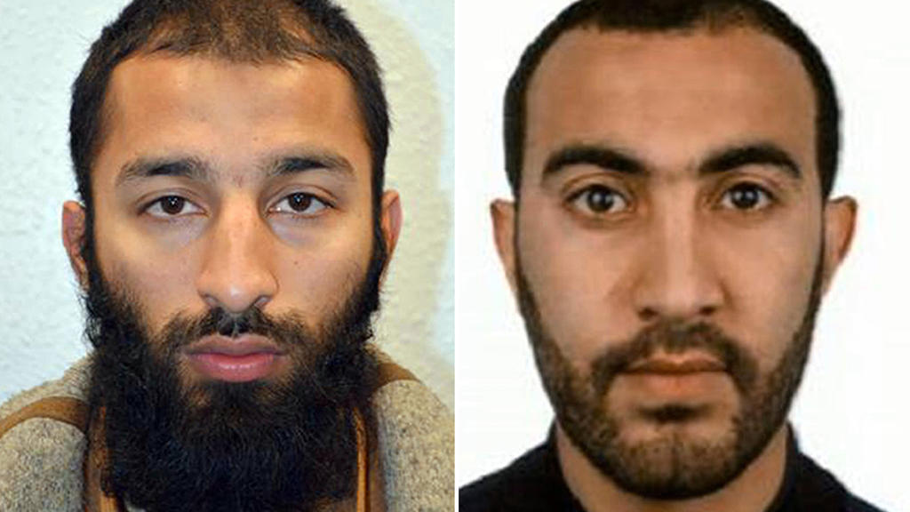 dpatopbilder - HANDOUT - Die von der Metropolitan Police am 05.06.2017 zur Verfügung gestellten Fotos zeigen Khuram Shazad Butt (l) und Rachid Redouane, zwei identifizierte mutmaßliche Attentäter des Terroranschlags in London (Bildkombo). (zu dpa «Po