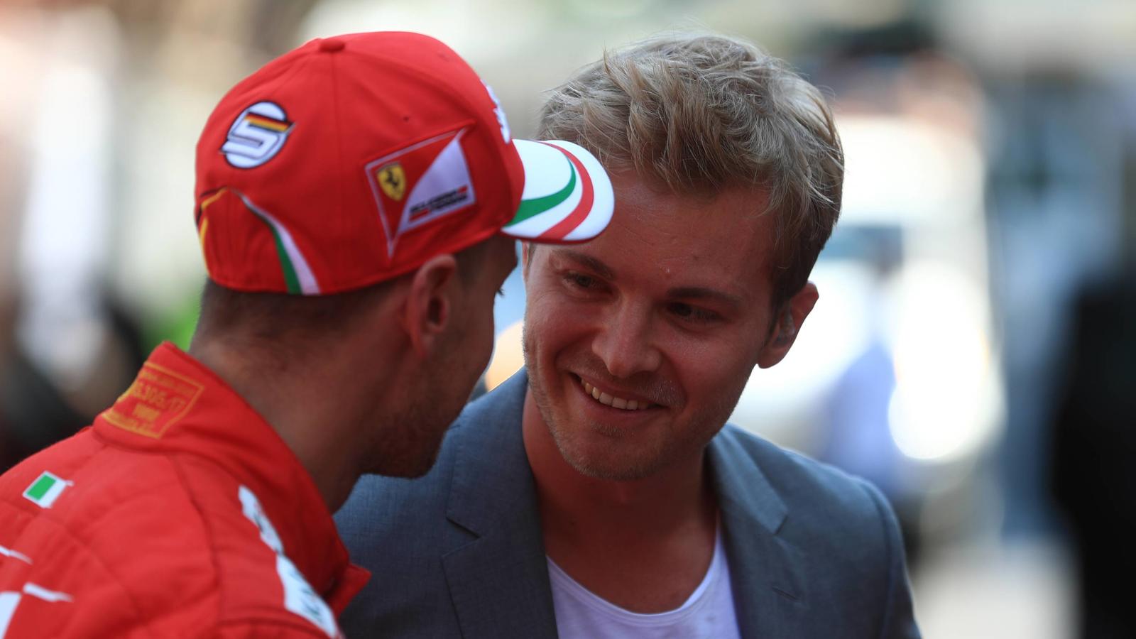 May 28th 2017, Monaco; F1 Grand Prix of Monaco Race Day; Sebastian Vettel - Scuderia Ferrari wins the Monaco GP chats with Nico Rosberg xLeannexBoonx PUBLICATIONxINxGERxSUIxAUTxHUNxSWExNORxDENxFINxONLY ActionPlus11884987May 28th 2017 Monaco F1 Grand 