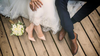 feet of bride and groom, wedding shoes (soft focus). Cross processed image for vintage lookfeet of bride and groom, wedding shoes (soft focus). Cross processed image for vintage look