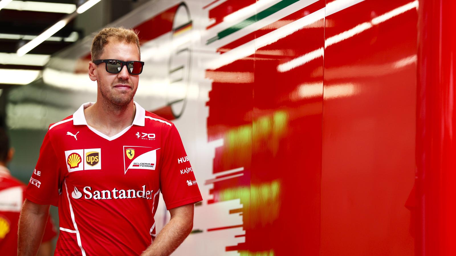 Marina Bay Circuit, Marina Bay, Singapore. Thursday 14 September 2017. Sebastian Vettel, Ferrari. World _J6I6535 PUBLICATIONxINxGERxSUIxAUTxHUNxONLY  