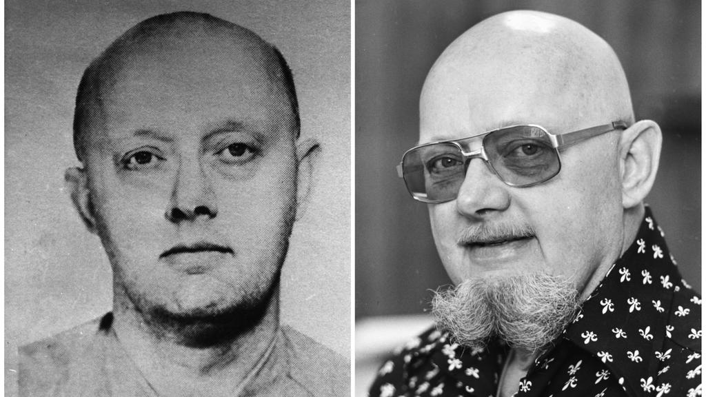 KOMBO - HANDOUT - Die Bildkombo zeigt ein Fahndungsfoto (l) der US-Behörde FBI aus den 60er Jahren von Benjamin Hoskins Paddock, der wegen Bankraubs gesucht wurde und aus dem Gefängnis ausbrach, sowie ein Foto aus dem Jahr 1977 (r) von Benjamin Hoski